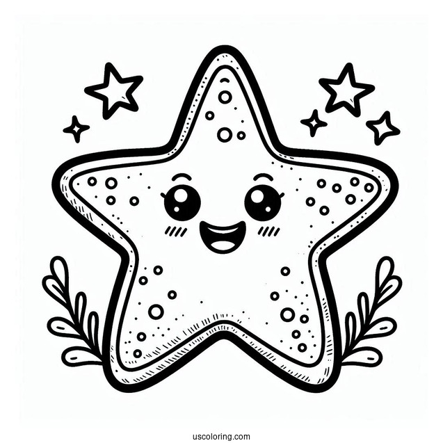 Smiling Cartoon Starfish Coloring Page