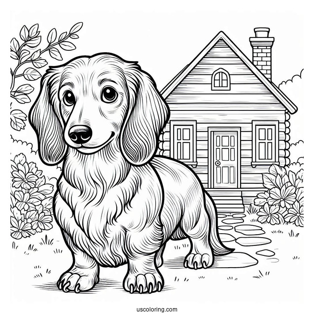 Dachshund Dog Outside Of House