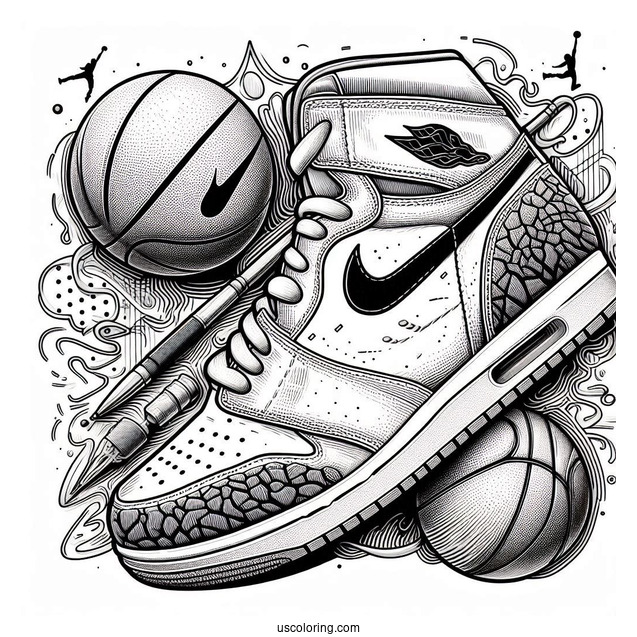 Nike Coloring Page Of Air Jordan Poster