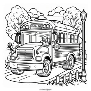 Detailed School Bus Coloring Sheet For Kids