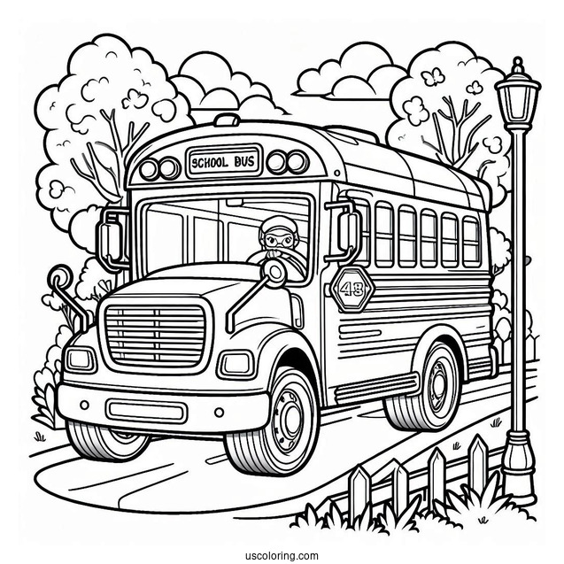 Detailed School Bus Coloring Sheet For Kids
