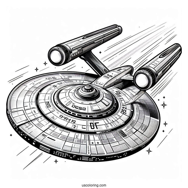 Star Trek Coloring Page Of USS Voyager