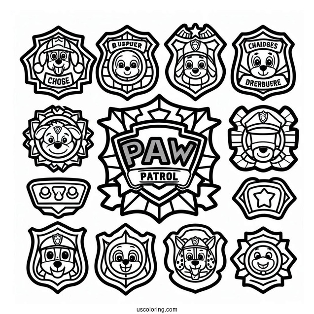 Paw Patrol Badges Coloring Page For Kids