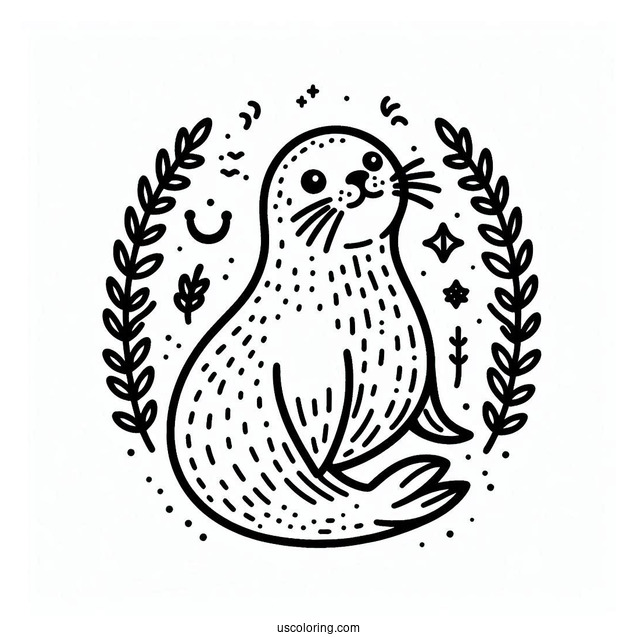 Easy Seal Coloring Page Outline