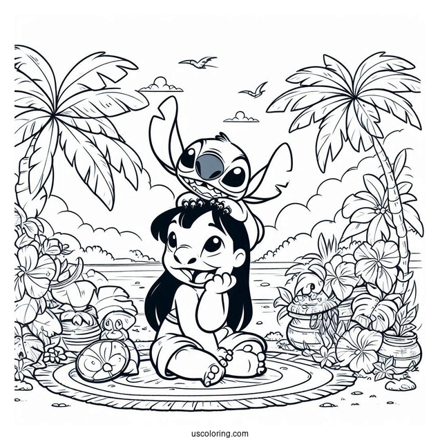 Lilo and Stitch With Reuben Coloring Page
