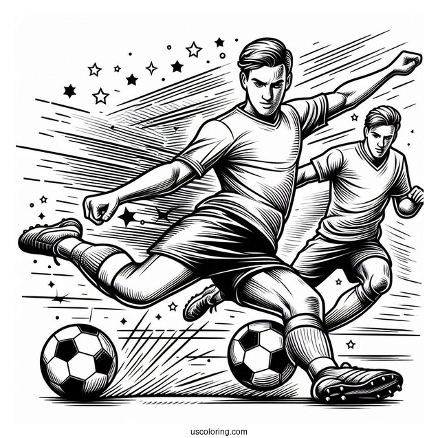 Soccer Striker And Defender To Color