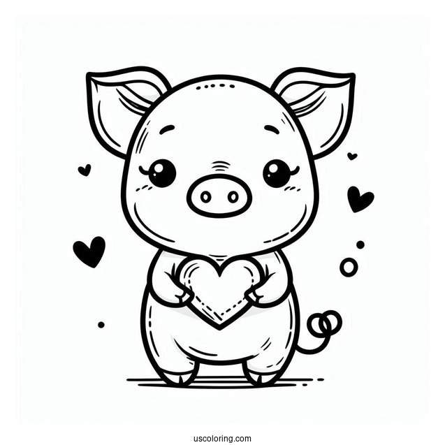 Piglet Coloring Page Wearing A Heart Sign