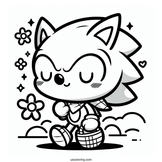 Cute Kawaii Sonic Coloring Page