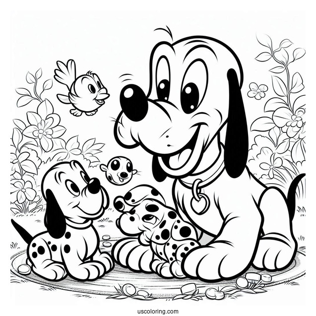 Pluto Coloring Page Playing With Dalmatian Puppies