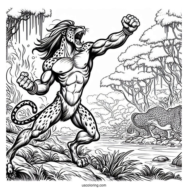 Tarzan Coloring Page Of Sabor The Leopard Roaring