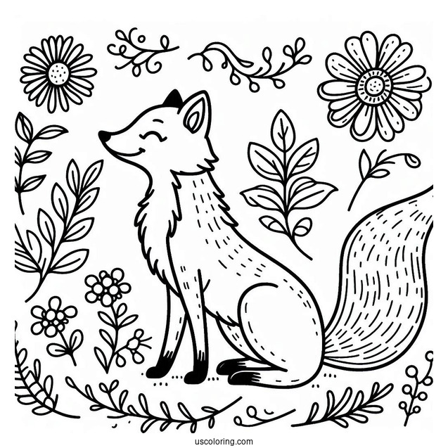 Simple Fox Coloring Page For Kids