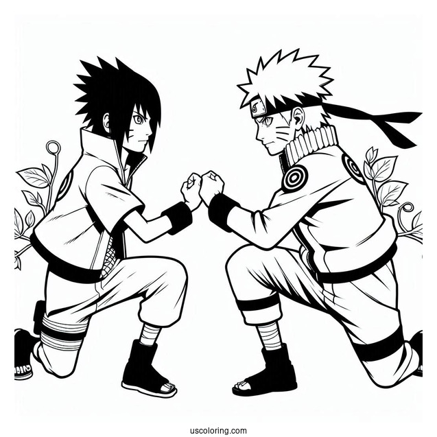 Easy Naruto And Sasuke Coloring Page For Kids