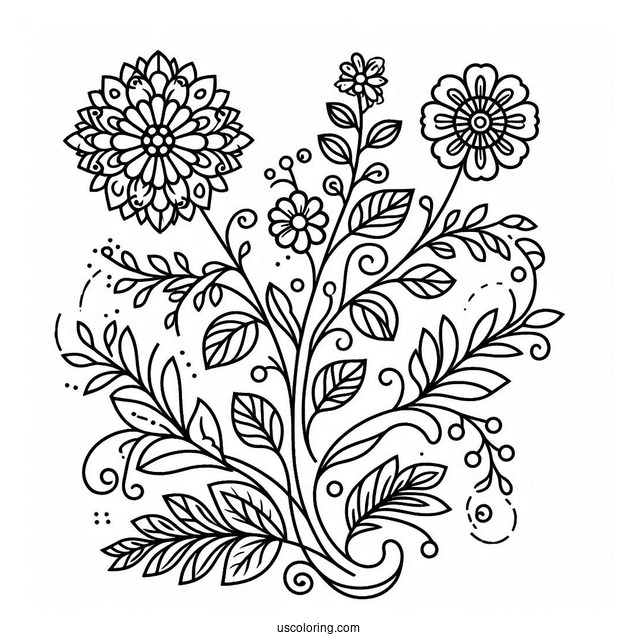 Elegant Floral Pattern Coloring Page