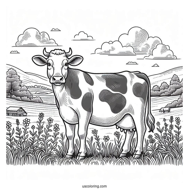 Dairy Cow Standing In Field_