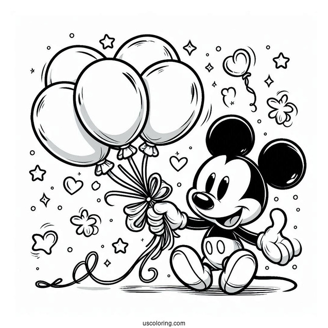 Mickey Mouse Balloon Coloring Page