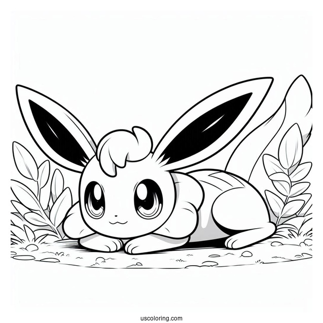 Easy Sylveon Coloring Page Lying On The Ground