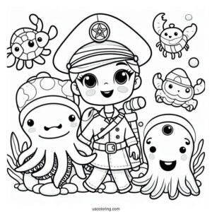 Octonauts Coloring Page Of Captain Barnacle, Shellington, And Vegimals