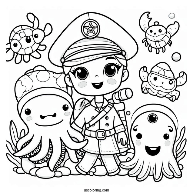 Octonauts Coloring Page Of Captain Barnacle, Shellington, And Vegimals