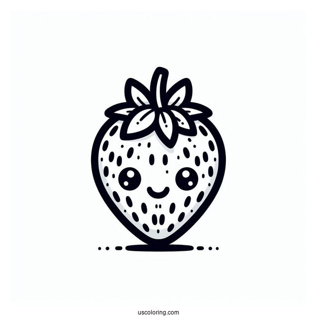 Smiling Cartoon Strawberry Coloring Page