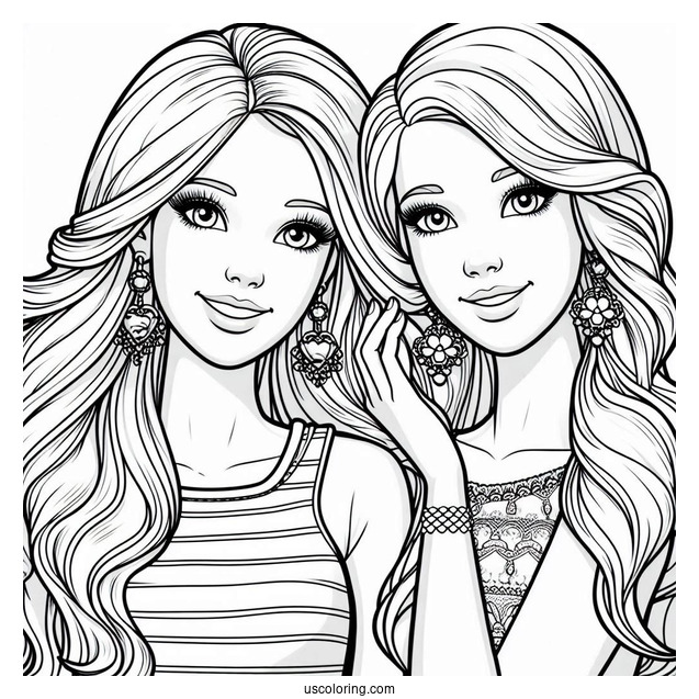 Barbie And Sister Kelly Coloring Page