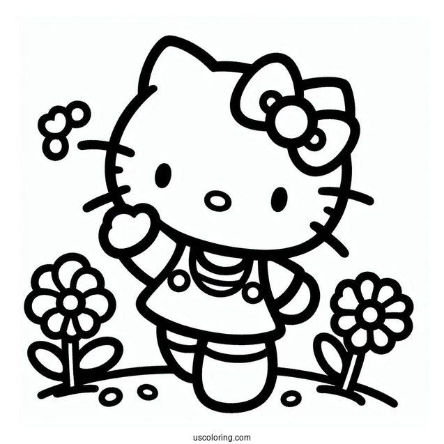 Sanrio Coloring Pages Of Hello Kitty Waving