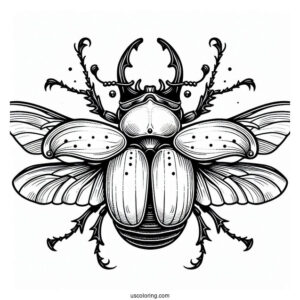 Atlas Beetle Coloring Page Outline For Kids