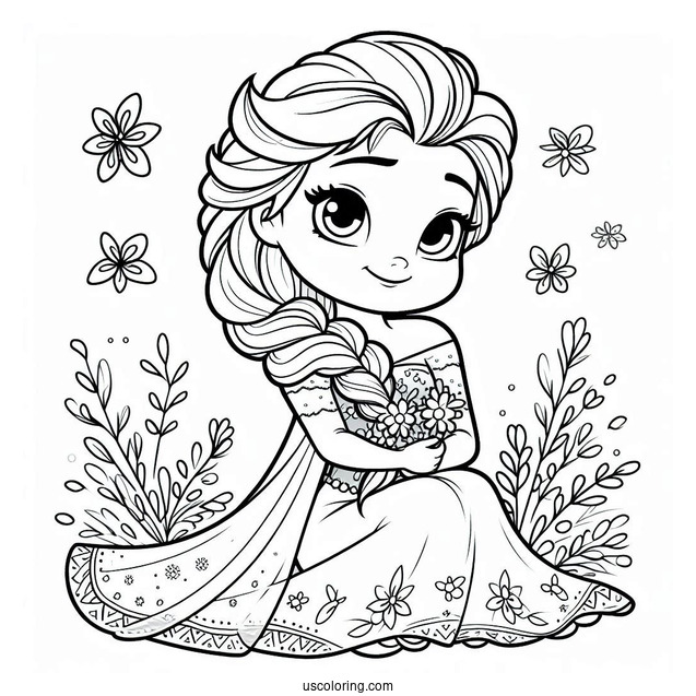 Cartoon Elsa Coloring Page For Preschoolers