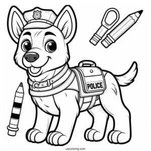 Police K-9 Dog Coloring Sheet For Kids