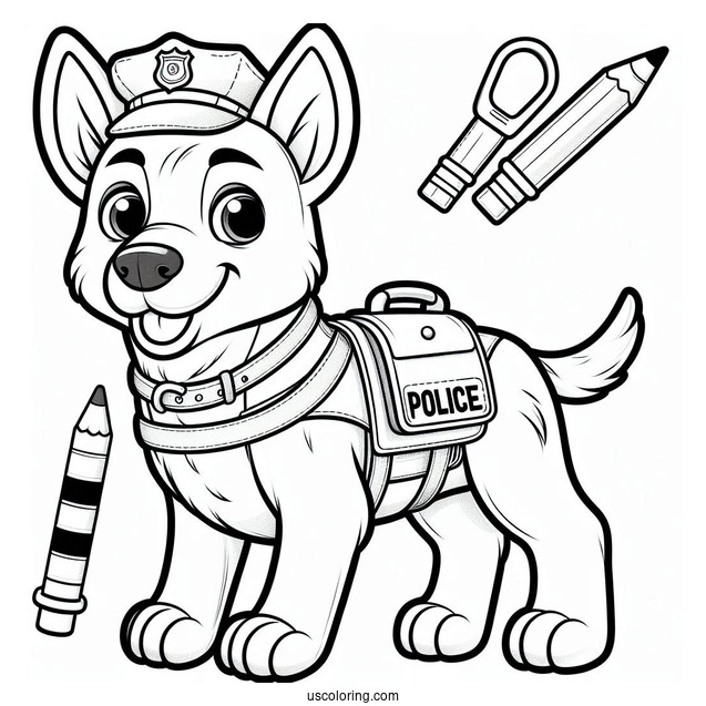 Police K-9 Dog Coloring Sheet For Kids