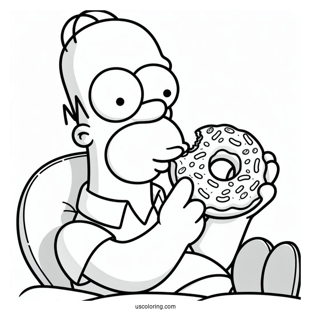 Homer Eating Donut Coloring Page