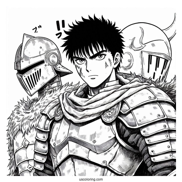 Manga Coloring Page Of Berserk Manga Guts And Casca In Armor