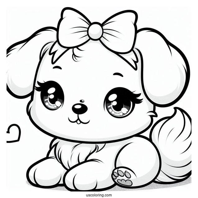 Chibi Puppy Coloring Page For Kids
