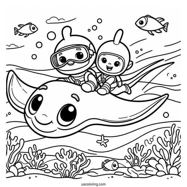 Octonauts Coloring Page Riding Manta Ray
