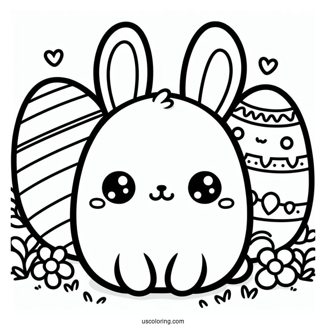 Easy Kawaii Bunny Easter Egg Coloring Page For Preschoolers