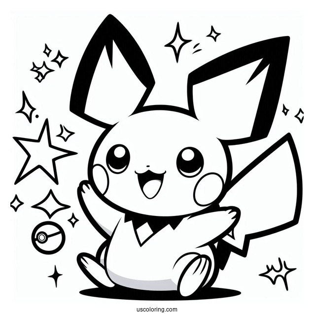 Zzzap Pichu Coloring Page Pokemon Card