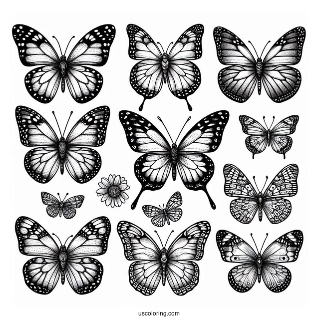 Top View Of An Assortment Of Butterflies