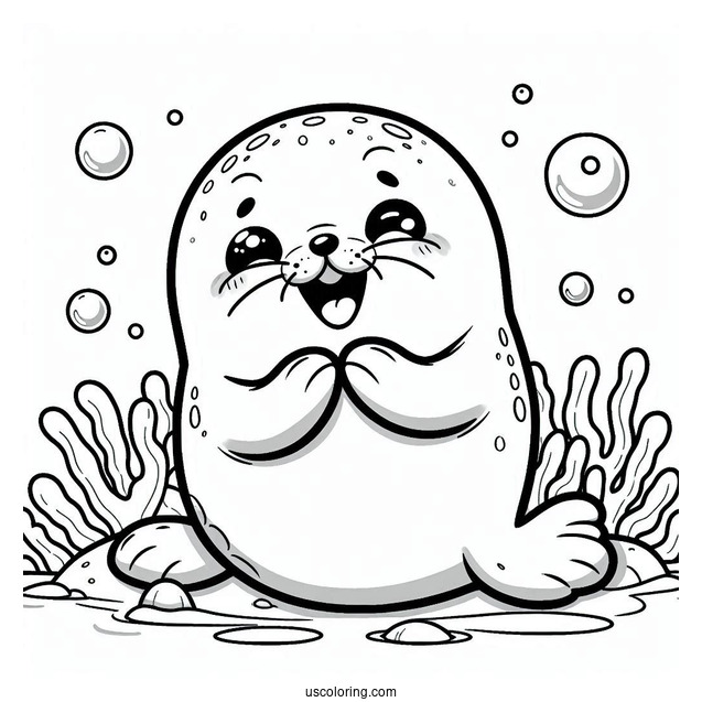 Laughing Baby Seal Coloring Page Under The Ocean