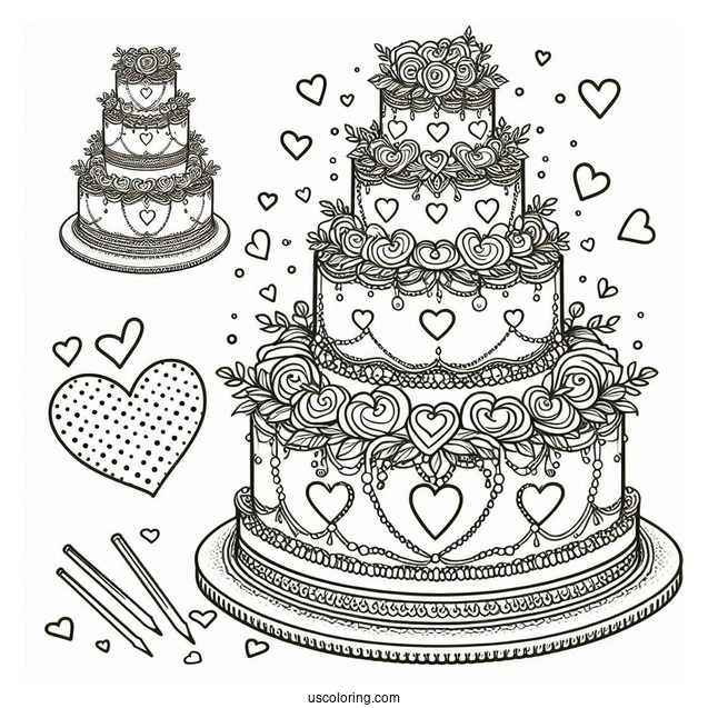 Grand Tiered Cake With Hearts