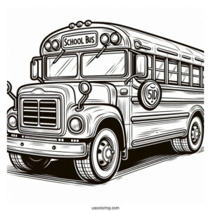 Detailed School Bus Coloring Sheet For Kids