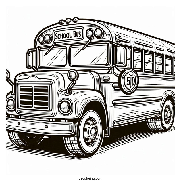 Detailed School Bus Coloring Sheet For Kids