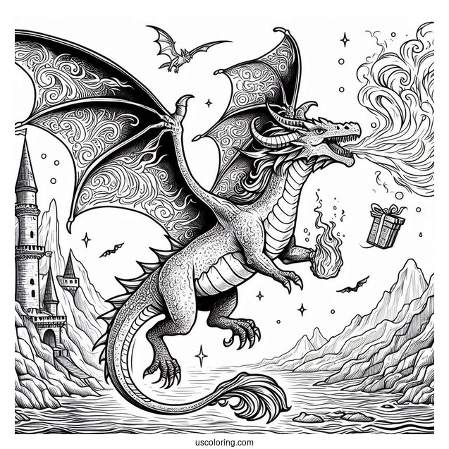 Shrek Dragon Flying Over Fire