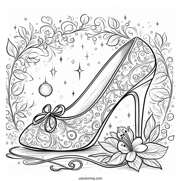 Coloring Page Of Cinderella_s Glass Slipper