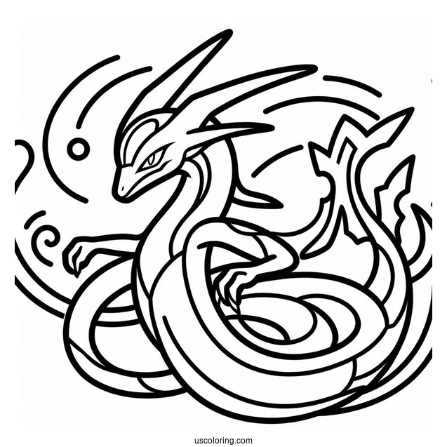 Easy Outline Of Rayquaza Coloring Page For Kids
