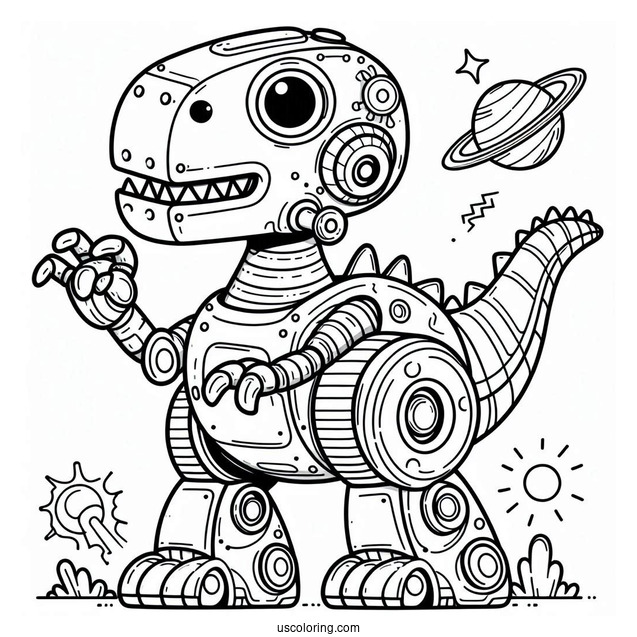 Robot Dinosaur Coloring Sheet
