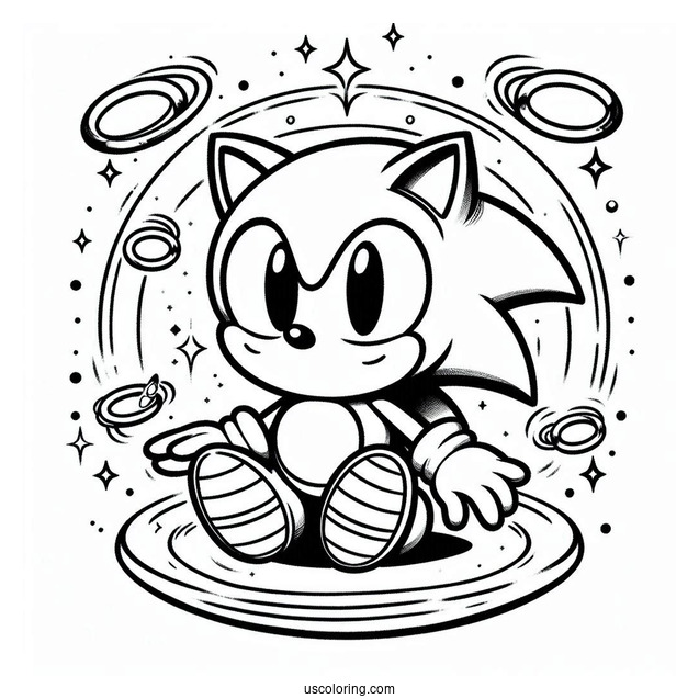 Baby Sonic With Rings To Color