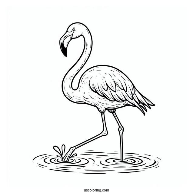 Flamingo Walking In The Water