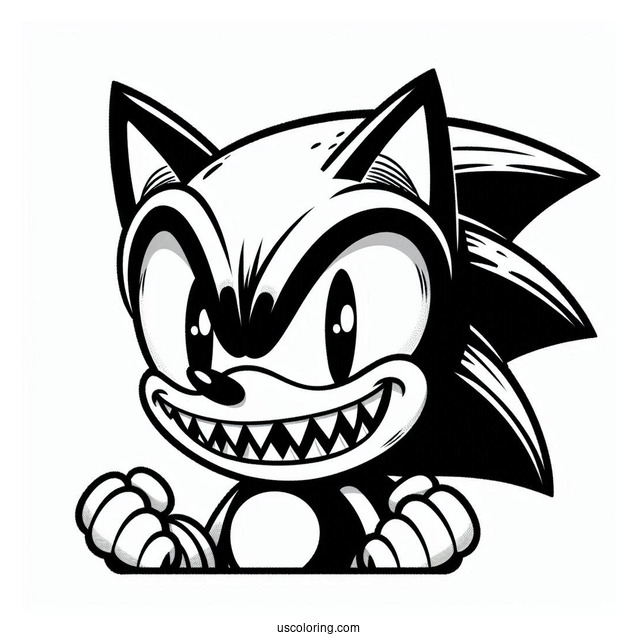 Sonic Exe Coloring Page Showing Sharp Teeth