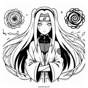 Naruto Coloring Page Of Kaguya Ōtsutsuki Outline