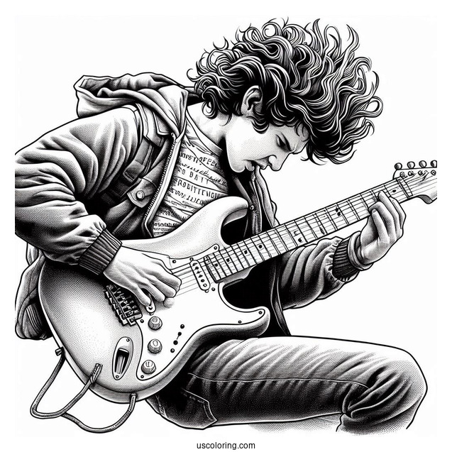 Eddie Munson Shredding Guitar In The Upside Down