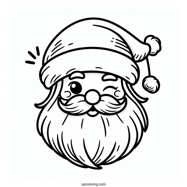 Winking Santa Face Coloring Sheet